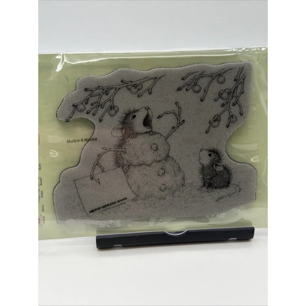 STAMPENDOUS House Mouse Hungry Snowman rare Cling HMCR107